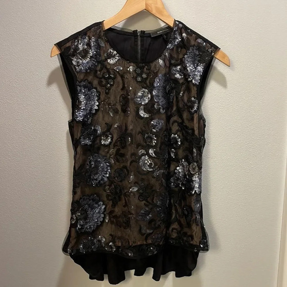 BCBG MaxAzria Savanah black beaded sleeveless top - Picture 2 of 11